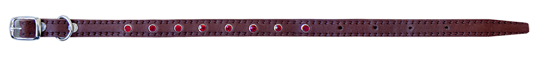 Ошейник с украшениями 10мм (кожа, стразы), 19-26,5см, серия "ЭКО"