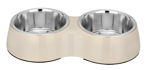 Миска металл. Melamine (белая) двойная, 2*0.8л (MP-2203)