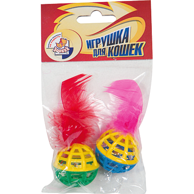 Игрушка "Погремушка с бубенчиком и пером"(2шт) 