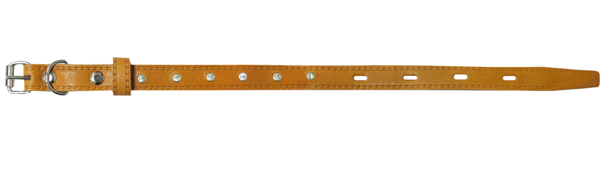 Ошейник с украшениями 15мм (кожа, стразы), 26-35см, серия "ЭКО"