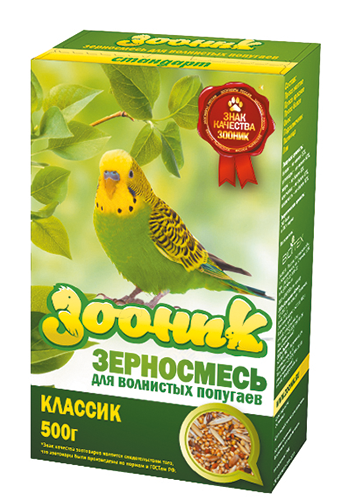Зерносмесь д/волнистых попугаев Классик Зооник 500гр*14