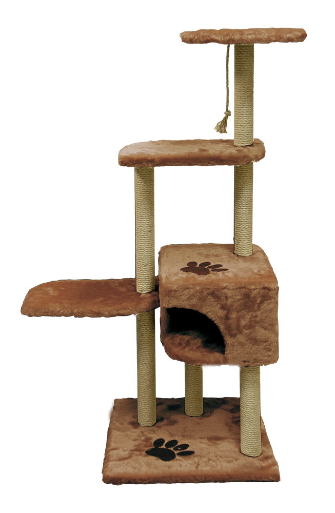 Комплекс д/кош., 4-х этажный, мех одн., Зооник (640х410х1170) коричневый