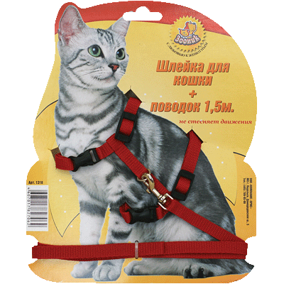 Комплект д/кошек, на бл-ре, стропа 10мм. Поводок 1,5м + шлейка. ОШ 21-34см, ОГ 26-44см, ВП 8см