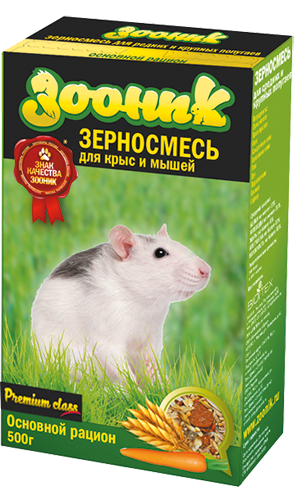 Зерносмесь д/крыс и мышей "Основной рацион" Премиум Зооник 400гр*14