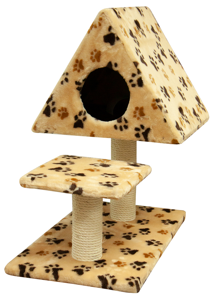Дом д/кош., цв.мех, треугольный Зооник(530х800х780)
