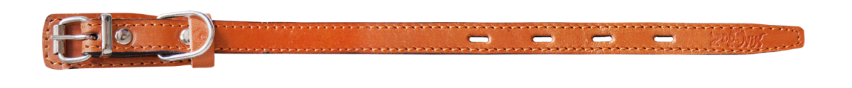 Ошейник кожаный двойной,серия "премиум-классик" 15мм, 35-44см, Зооник, апельсин